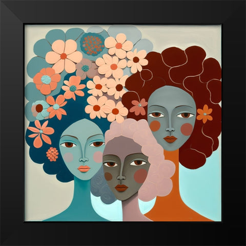 Mid Century Diversity Portraits 16 Black Modern Wood Framed Art Print by Heere, Ray