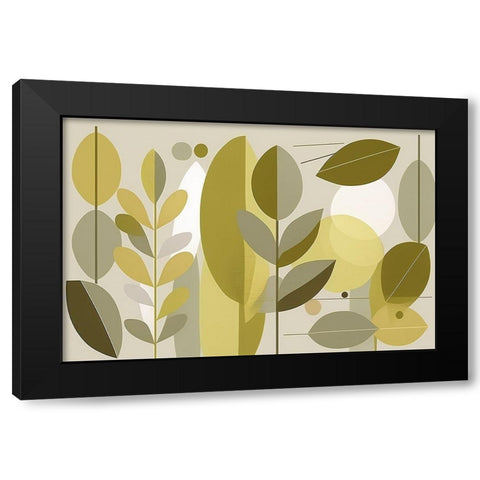 Mid Century Nature Green 4 Black Modern Wood Framed Art Print with Double Matting by Heere, Ray