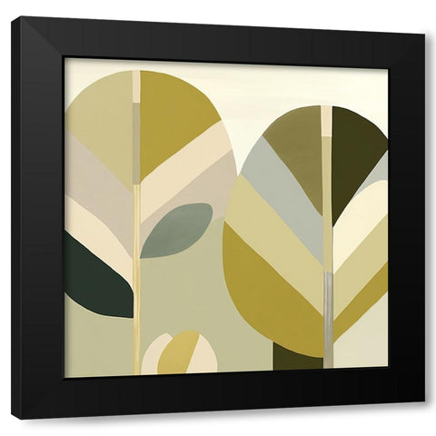 Mid Century Nature Green 11 Black Modern Wood Framed Art Print with Double Matting by Heere, Ray
