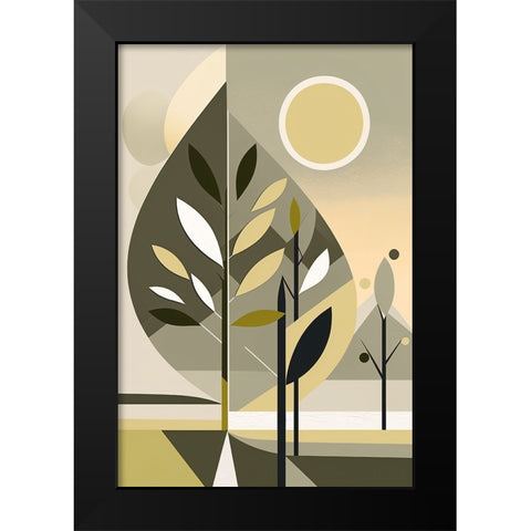 Mid Century Nature Green 12 Black Modern Wood Framed Art Print by Heere, Ray
