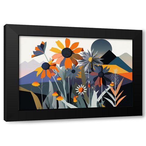 Mid Century Wildflowers 1 Black Modern Wood Framed Art Print with Double Matting by Heere, Ray