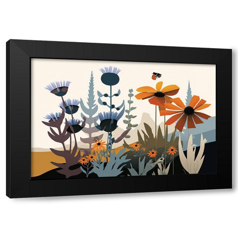 Mid Century Wildflowers 2 Black Modern Wood Framed Art Print with Double Matting by Heere, Ray