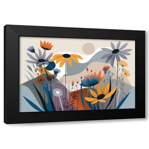 Mid Century Wildflowers 3 Black Modern Wood Framed Art Print with Double Matting by Heere, Ray