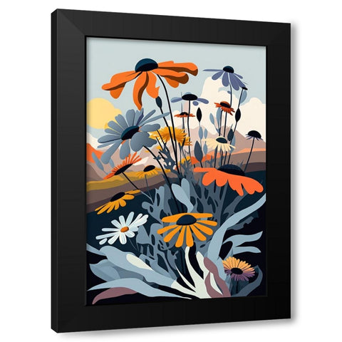 Mid Century Wildflowers 14 Black Modern Wood Framed Art Print with Double Matting by Heere, Ray