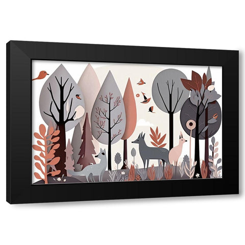 Mid Century Woodland 5 Black Modern Wood Framed Art Print by Heere, Ray
