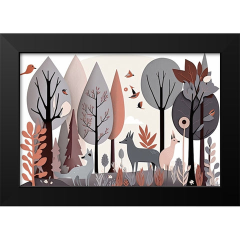 Mid Century Woodland 5 Black Modern Wood Framed Art Print by Heere, Ray