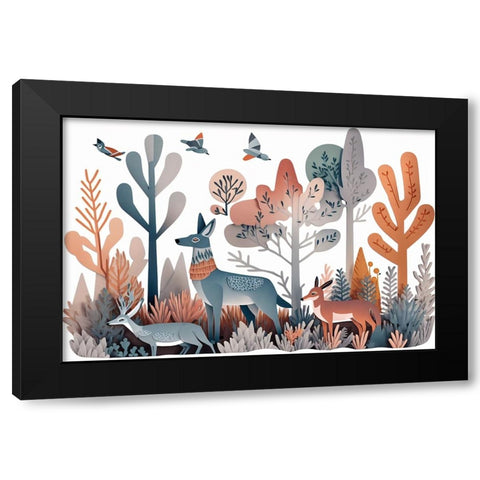 Mid Century Woodland 9 Black Modern Wood Framed Art Print with Double Matting by Heere, Ray