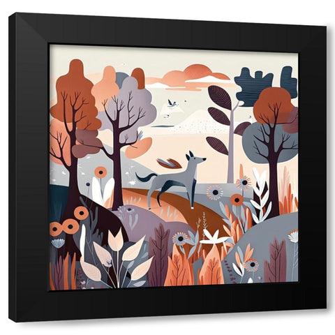 Mid Century Woodland 12 Black Modern Wood Framed Art Print by Heere, Ray