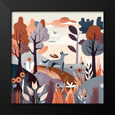 Mid Century Woodland 12 Black Modern Wood Framed Art Print by Heere, Ray
