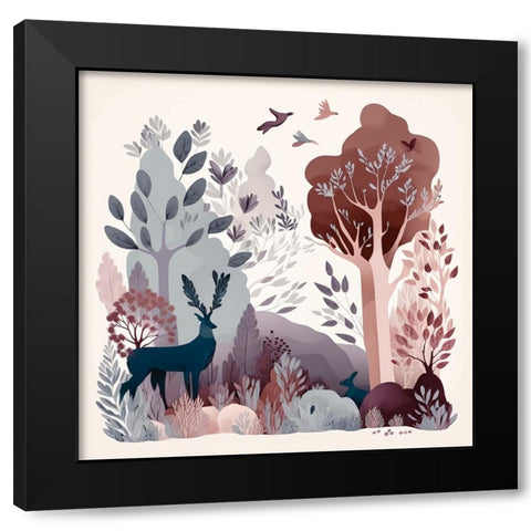 Mid Century Woodland 15 Black Modern Wood Framed Art Print by Heere, Ray