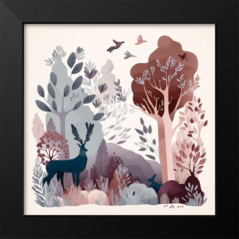 Mid Century Woodland 15 Black Modern Wood Framed Art Print by Heere, Ray