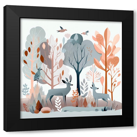 Mid Century Woodland 16 Black Modern Wood Framed Art Print with Double Matting by Heere, Ray