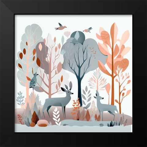 Mid Century Woodland 16 Black Modern Wood Framed Art Print by Heere, Ray