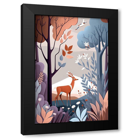 Mid Century Woodland 19 Black Modern Wood Framed Art Print by Heere, Ray