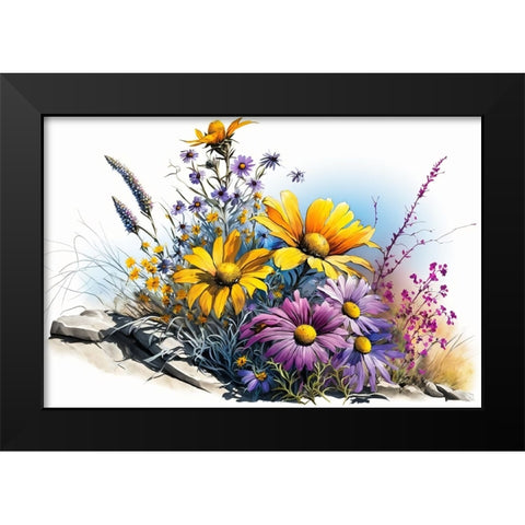 Watercolor Wildflowers 2 Black Modern Wood Framed Art Print by Heere, Ray
