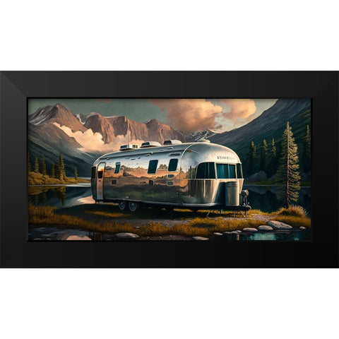 Camper On The Lake 9 Black Modern Wood Framed Art Print by Heere, Ray
