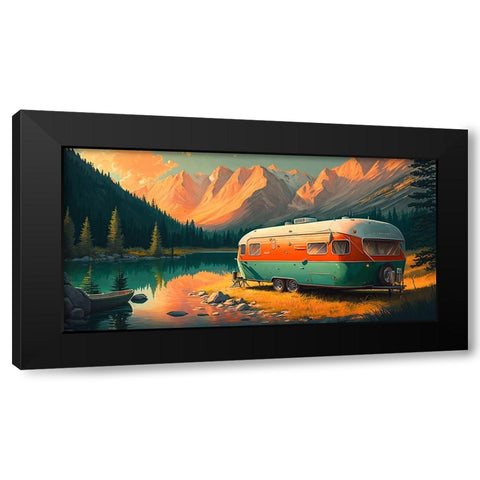Camper On The Lake 11 Black Modern Wood Framed Art Print with Double Matting by Heere, Ray