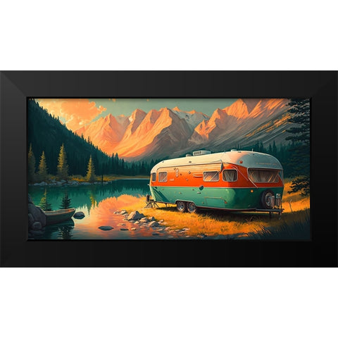 Camper On The Lake 11 Black Modern Wood Framed Art Print by Heere, Ray