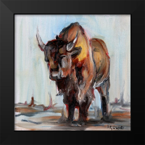 Buffalo Black Modern Wood Framed Art Print by Gould, Renee