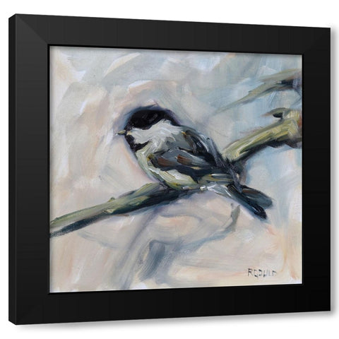 Chickadee 2 Black Modern Wood Framed Art Print with Double Matting by Gould, Renee