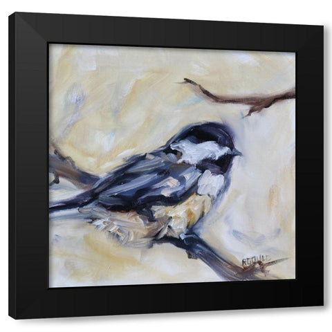 Chickadee 4 Black Modern Wood Framed Art Print with Double Matting by Gould, Renee