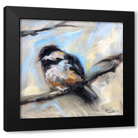 Chickadee 5 Black Modern Wood Framed Art Print with Double Matting by Gould, Renee
