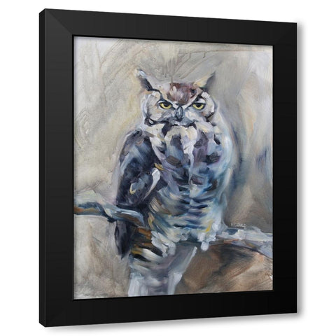 Great Horned Owl Black Modern Wood Framed Art Print with Double Matting by Gould, Renee