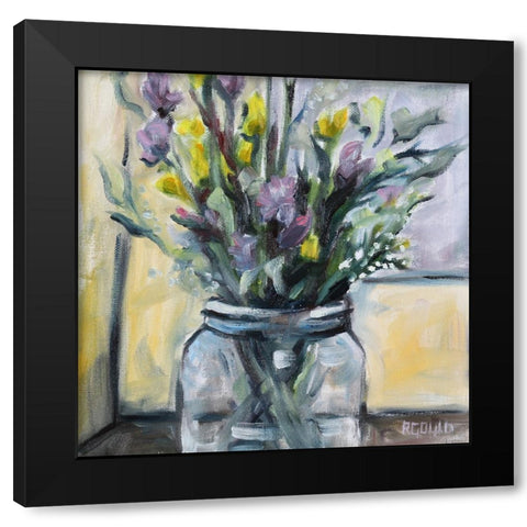 Pickin Wildflowers Black Modern Wood Framed Art Print with Double Matting by Gould, Renee