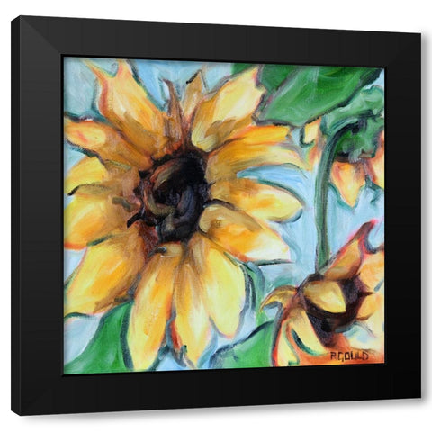 Sunflowers 6 Black Modern Wood Framed Art Print with Double Matting by Gould, Renee