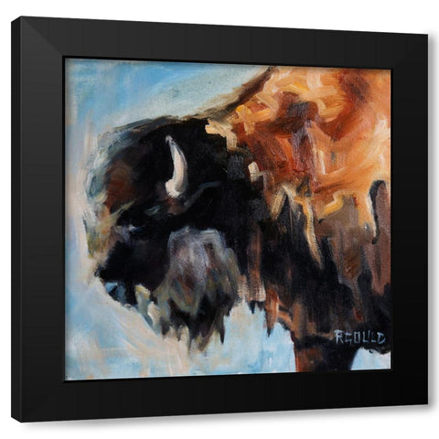 Bearded Buffalo Black Modern Wood Framed Art Print by Gould, Renee
