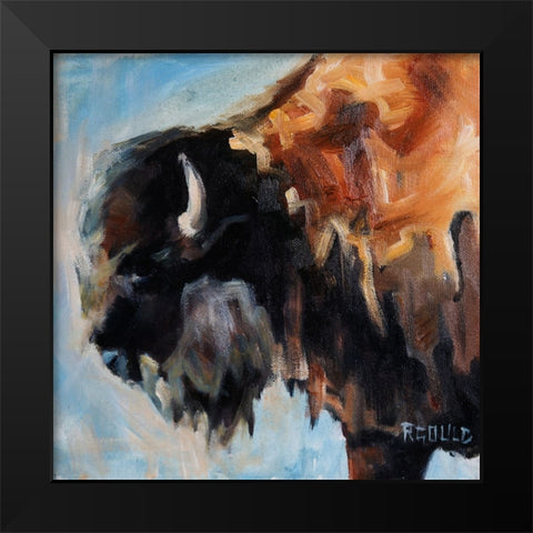 Bearded Buffalo Black Modern Wood Framed Art Print by Gould, Renee