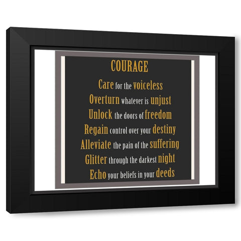 Courage Word Art Black Modern Wood Framed Art Print by Homawoo, Richard