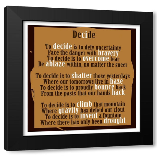 Decision Word Art Black Modern Wood Framed Art Print by Homawoo, Richard