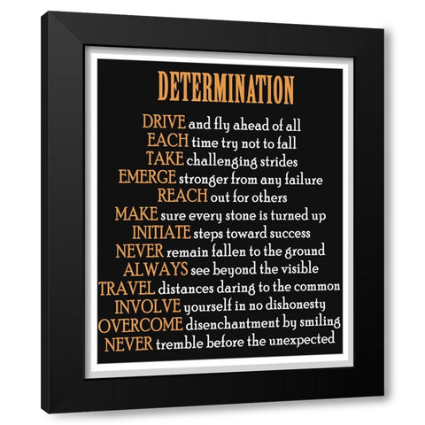 Determination Word Art Black Modern Wood Framed Art Print by Homawoo, Richard