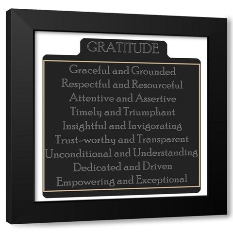 Gratitude Word Art-1 Black Modern Wood Framed Art Print by Homawoo, Richard