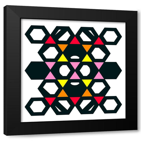 Hexagon Pattern-26 Black Modern Wood Framed Art Print by Homawoo, Richard