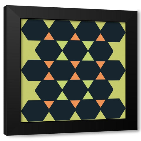 Hexagon Pattern-34 Black Modern Wood Framed Art Print by Homawoo, Richard
