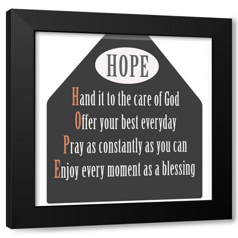 Hope Word Art-2 Black Modern Wood Framed Art Print by Homawoo, Richard
