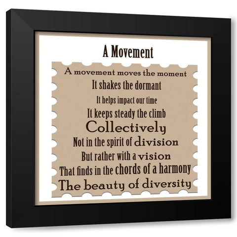 Movement Word Art Black Modern Wood Framed Art Print by Homawoo, Richard