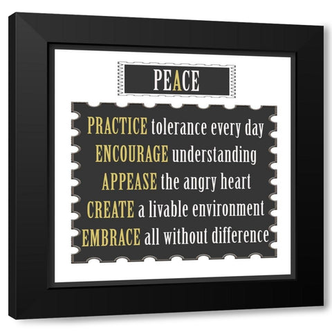 Peace Word Art Black Modern Wood Framed Art Print by Homawoo, Richard