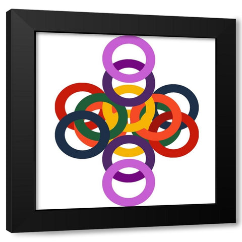 Rainbow Circles-3 Black Modern Wood Framed Art Print by Homawoo, Richard