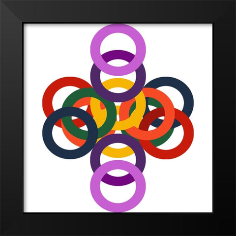 Rainbow Circles-3 Black Modern Wood Framed Art Print by Homawoo, Richard