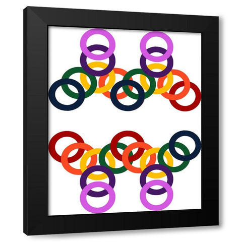 Rainbow Circles-4 Black Modern Wood Framed Art Print with Double Matting by Homawoo, Richard