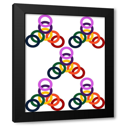 Rainbow Circles-5 Black Modern Wood Framed Art Print with Double Matting by Homawoo, Richard