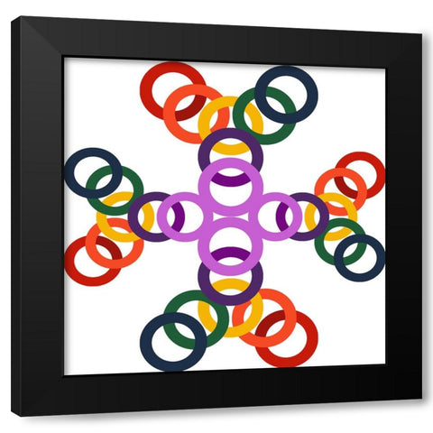 Rainbow Circles-11 Black Modern Wood Framed Art Print with Double Matting by Homawoo, Richard