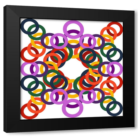 Rainbow Circles-14 Black Modern Wood Framed Art Print with Double Matting by Homawoo, Richard