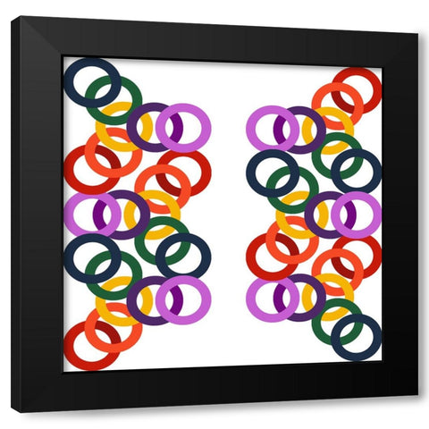 Rainbow Circles-15 Black Modern Wood Framed Art Print with Double Matting by Homawoo, Richard