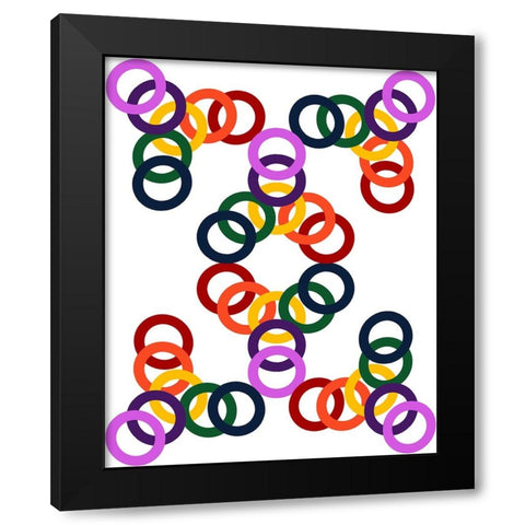 Rainbow Circles-16 Black Modern Wood Framed Art Print with Double Matting by Homawoo, Richard