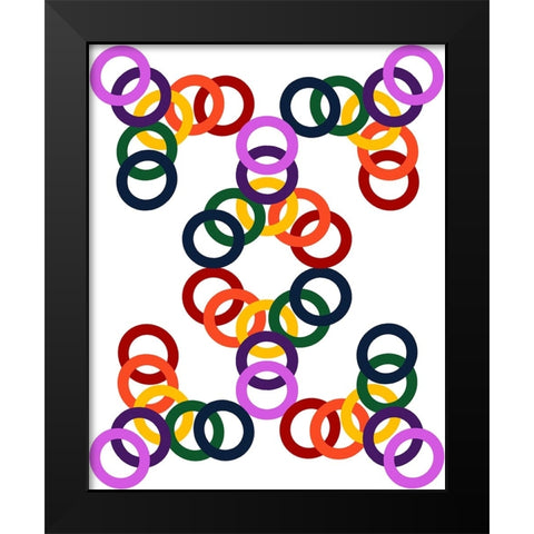 Rainbow Circles-16 Black Modern Wood Framed Art Print by Homawoo, Richard