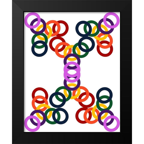 Rainbow Circles-17 Black Modern Wood Framed Art Print by Homawoo, Richard